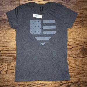 🆕 American Flag Home Plate Baseball Tee